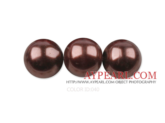 Glass pearl beads,8mm round,brown, about 108pcs/strand,Sold per 32.28-inch strand