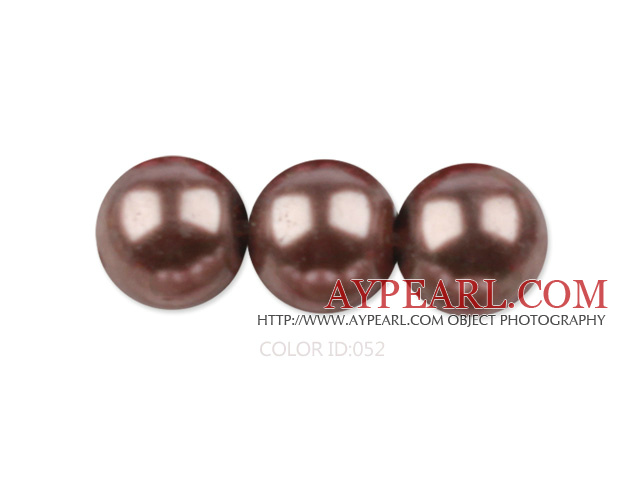 Glass pearl beads,8mm round,chocolate, about 108pcs/strand,Sold per 32.28-inch strand