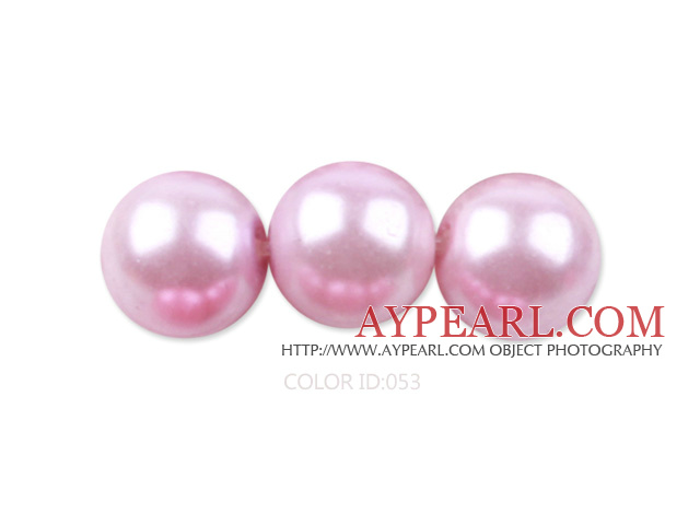 Glass pearl beads,8mm round,pink, about 108pcs/strand,Sold per 32.28-inch strand