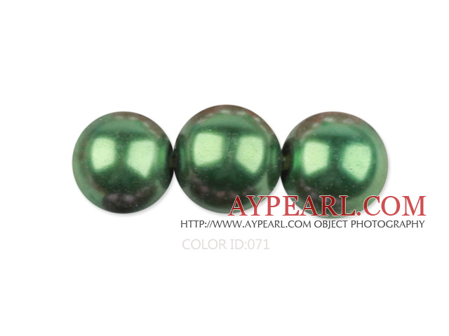 Glass pearl beads,8mm round,olive, about 108pcs/strand,Sold per 32.28-inch strand