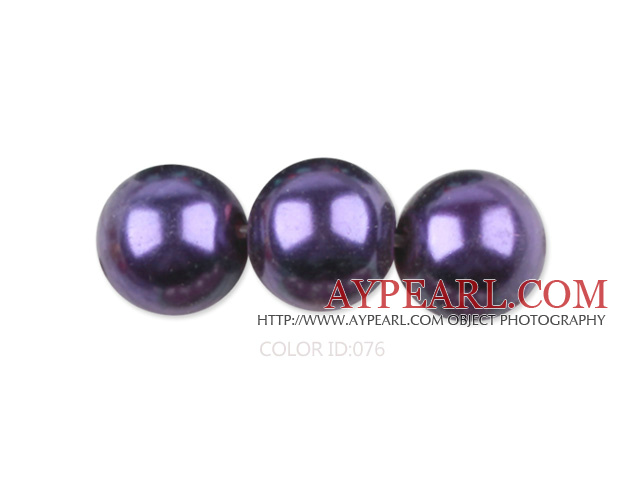 Glass pearl beads,8mm round,dark purple, about 108pcs/strand,Sold per 32.28-inch strand