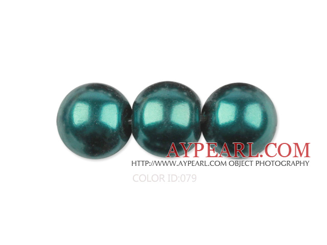 Glass pearl beads,8mm round,peacock green, about 108pcs/strand,Sold per 32.28-inch strand