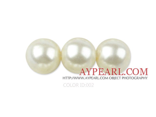 Glass pearl beads,10mm round,ivory, about 87pcs/strand, Sold per 32-inch strand