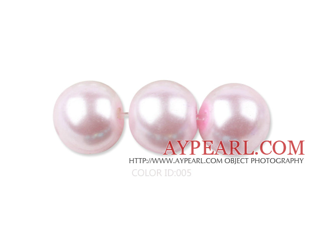 Glass pearl beads,10mm round,pink, about 87pcs/strand, Sold per 32-inch strand