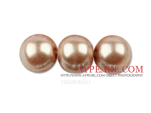 Glass pearl beads,10mm round,light coffee, about 87pcs/strand, Sold per 32-inch strand