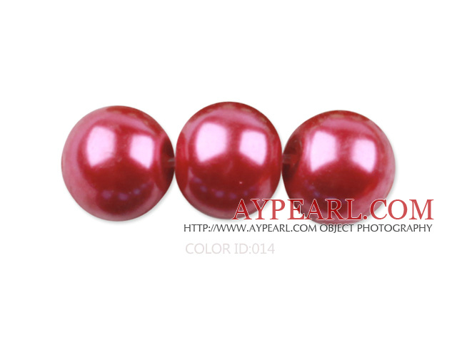 Glass pearl beads,10mm round,red, about 87pcs/strand, Sold per 32-inch strand