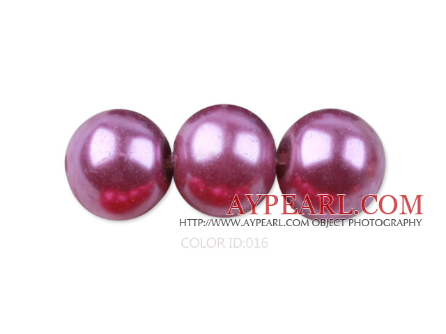 Glass pearl beads,10mm round,purple, about 87pcs/strand, Sold per 32-inch strand