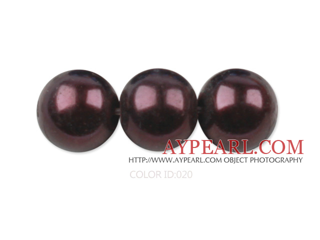 Glass pearl beads,10mm round,dark brown, about 87pcs/strand, Sold per 32-inch strand