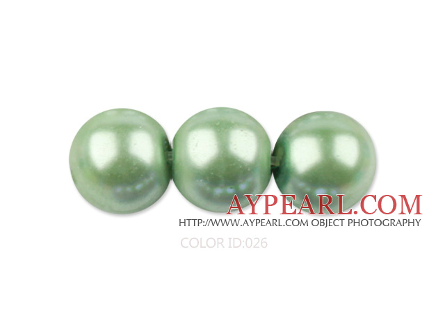 Glass pearl beads,10mm round,light green, about 87pcs/strand, Sold per 32-inch strand