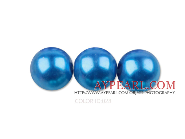 Glass pearl beads,10mm round,skyblue, about 87pcs/strand, Sold per 32-inch strand