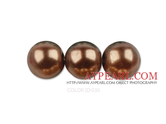 Glass pearl beads,10mm round,coffee, about 87pcs/strand, Sold per 32-inch strand