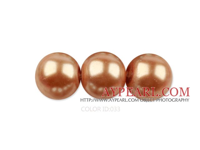 Glass pearl beads,10mm round,gold brown, about 87pcs/strand, Sold per 32-inch strand