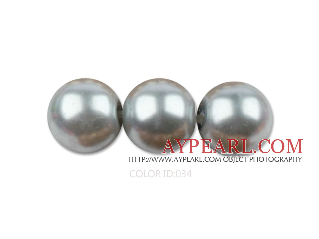 Glass pearl beads,10mm round,gray, about 87pcs/strand, Sold per 32-inch strand