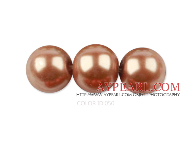 Glass pearl beads,10mm round,gold brown, about 87pcs/strand, Sold per 32-inch strand