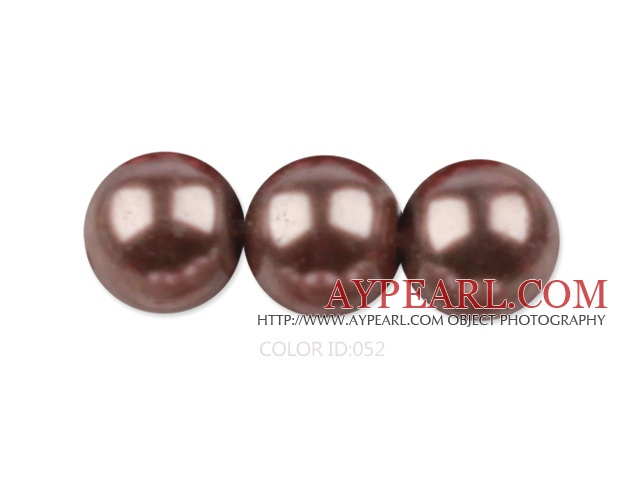 Glass pearl beads,10mm round,chocolate, about 87pcs/strand, Sold per 32-inch strand