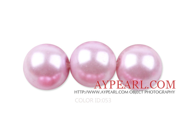 Glass pearl beads,10mm round,pink, about 87pcs/strand, Sold per 32-inch strand