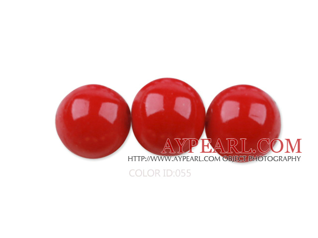 Glass pearl beads,10mm round,red, about 87pcs/strand, Sold per 32-inch strand