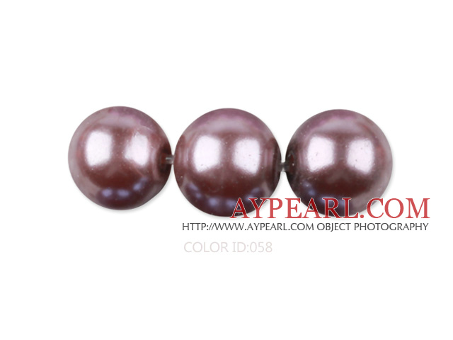 Glass pearl beads,10mm round,purple, about 87pcs/strand, Sold per 32-inch strand