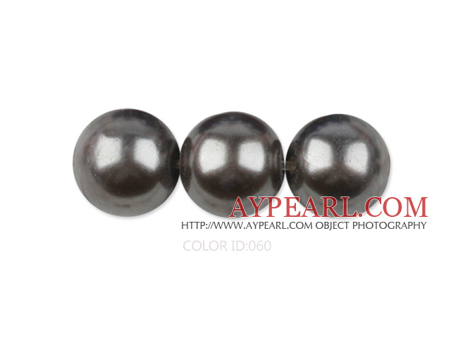 Glass pearl beads,10mm round,black, about 87pcs/strand, Sold per 32-inch strand