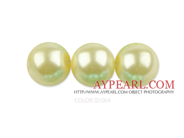 Glass pearl beads,10mm round,lemon, about 87pcs/strand, Sold per 32-inch strand