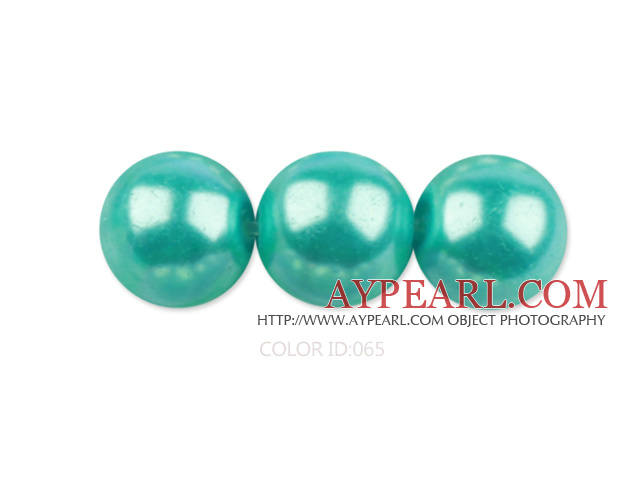 Glass pearl beads,10mm round,turquoise, about 87pcs/strand, Sold per 32-inch strand