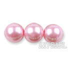 Glass pearl beads,10mm round,light pink, about 87pcs/strand, Sold per 32-inch strand