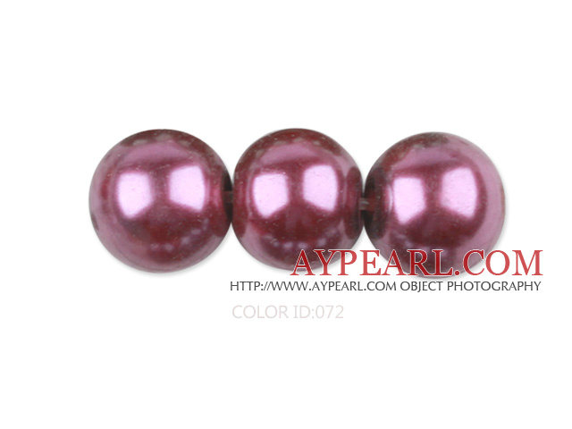 Glass pearl beads,10mm round,fuchsia, about 87pcs/strand, Sold per 32-inch strand