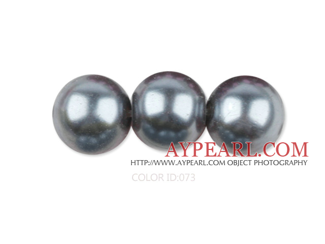 Glass pearl beads,10mm round,dark gray, about 87pcs/strand, Sold per 32-inch strand