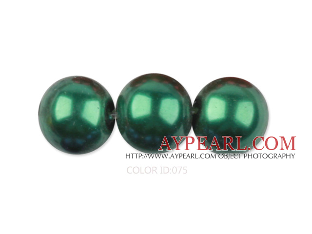 Glass pearl beads,10mm round,dark olive, about 87pcs/strand, Sold per 32-inch strand