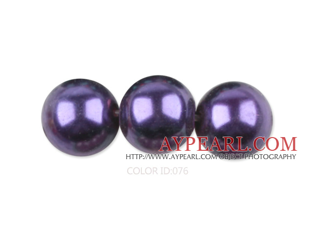 Glass pearl beads,10mm round,dark purple, about 87pcs/strand, Sold per 32-inch strand