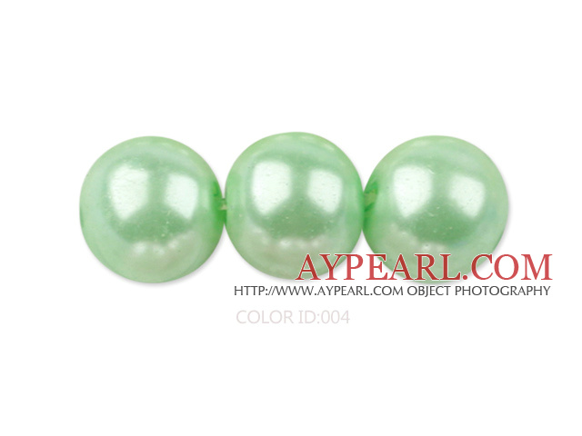 Glass pearl beads,12mm round,apple green, about 71pcs/strand, Sold per 32-inch strand