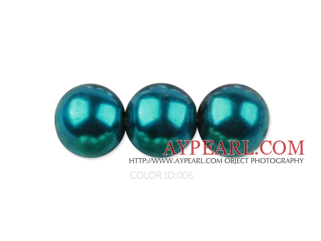 Glass pearl beads,12mm round,peacock blue, about 71pcs/strand, Sold per 32-inch strand