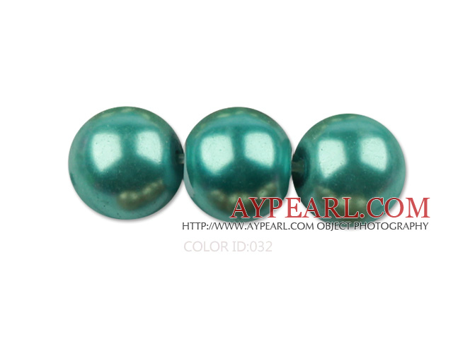 Glass pearl beads,12mm round,dark green, about 71pcs/strand, Sold per 32-inch strand