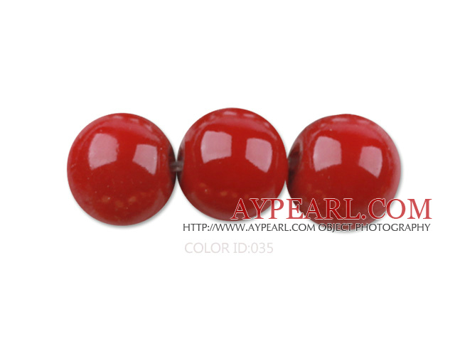 Glass pearl beads,12mm round,red, about 71pcs/strand, Sold per 32-inch strand