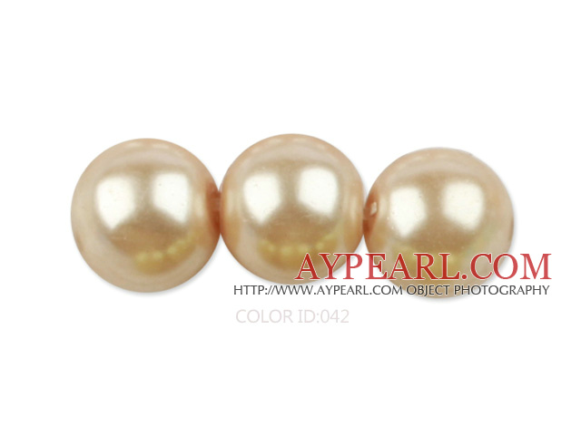 Glass pearl beads,12mm round,sand colour, about 71pcs/strand, Sold per 32-inch strand