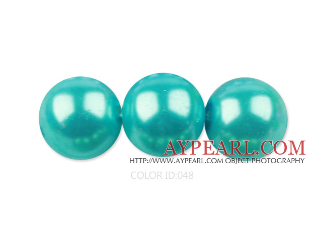 Glass pearl beads,12mm round,turquoise, about 71pcs/strand, Sold per 32-inch strand