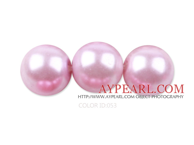 Glass pearl beads,12mm round,pink, about 71pcs/strand, Sold per 32-inch strand