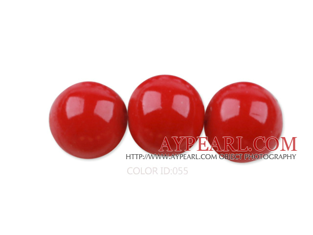 Glass pearl beads,12mm round,red, about 71pcs/strand, Sold per 32-inch strand