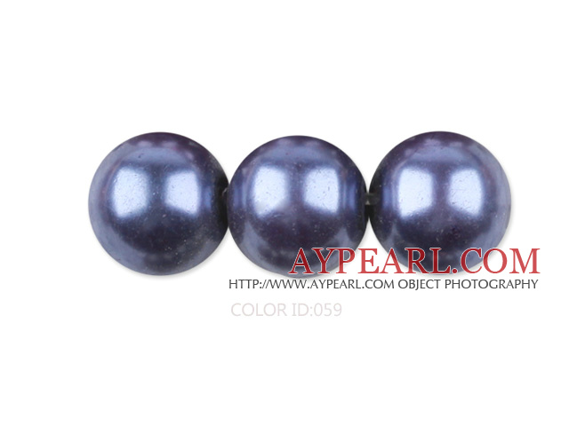 Glass pearl beads,12mm round,blueberry, about 71pcs/strand, Sold per 32-inch strand