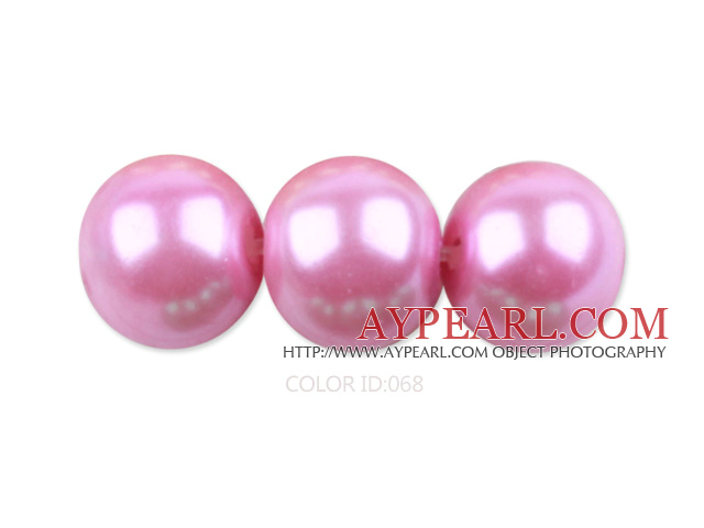 Glass pearl beads,12mm round,pink, about 71pcs/strand, Sold per 32-inch strand