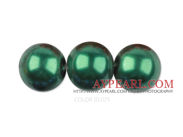 Glass pearl beads,12mm round,dark olive, about 71pcs/strand, Sold per 32-inch strand