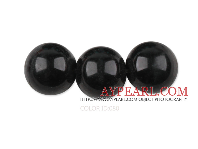 Glass pearl beads,12mm round,black, about 71pcs/strand, Sold per 32-inch strand