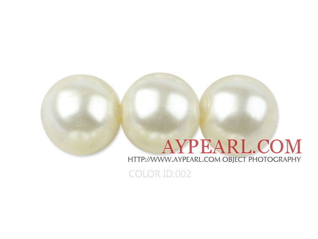 Glass pearl beads,14mm round,ivory, about 62pcs/strand, Sold per 32-inch strand