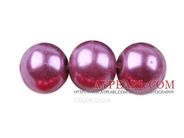 Glass pearl beads,14mm round,purple, about 62pcs/strand, Sold per 32-inch strand