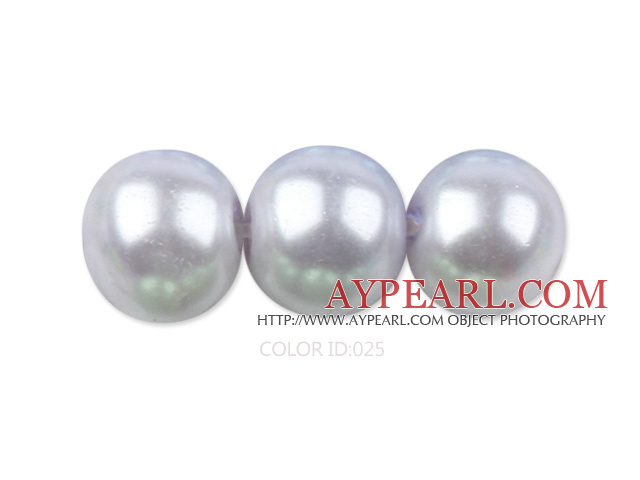 Glass pearl beads,14mm round,light grey, about 62pcs/strand, Sold per 32-inch strand