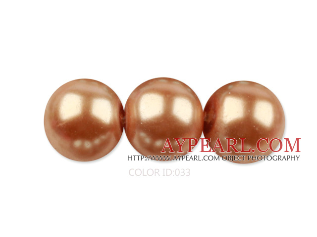 Glass pearl beads,14mm round,gold brown, about 62pcs/strand, Sold per 32-inch strand