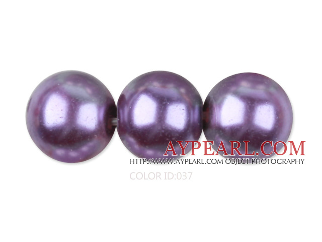 Glass pearl beads,14mm round,dark purple, about 62pcs/strand, Sold per 32-inch strand