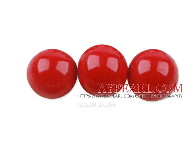 Glass pearl beads,14mm round,red, about 62pcs/strand, Sold per 32-inch strand