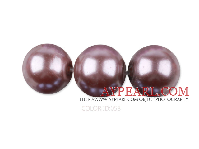 Glass pearl beads,14mm round,purple, about 62pcs/strand, Sold per 32-inch strand