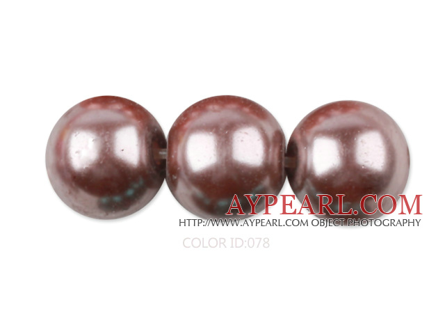 Glass pearl beads,14mm round,pourpre, about 62pcs/strand, Sold per 32-inch strand